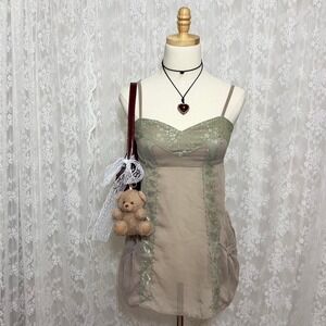 Y2K Fairy Grunge Lace Sheer Mesh Cami Top Small Lolita Cottage Boho Whimsy